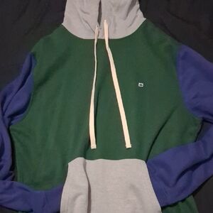 crown & ivy Green, Gray & Blue Colorblock Hooded Sweatshirt